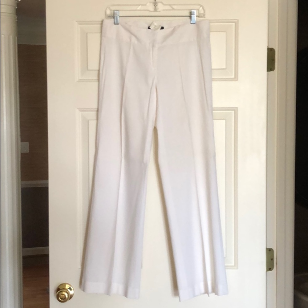 White linen straight leg Theory pants